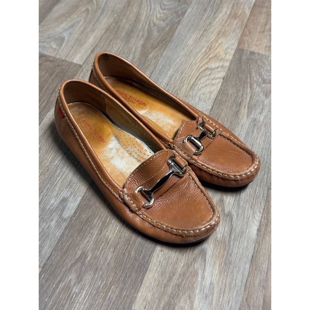 Marc Joseph New York Grand Street buckle loafers Women Tan Pebbled Leather 7.5 - Picture 5 of 10